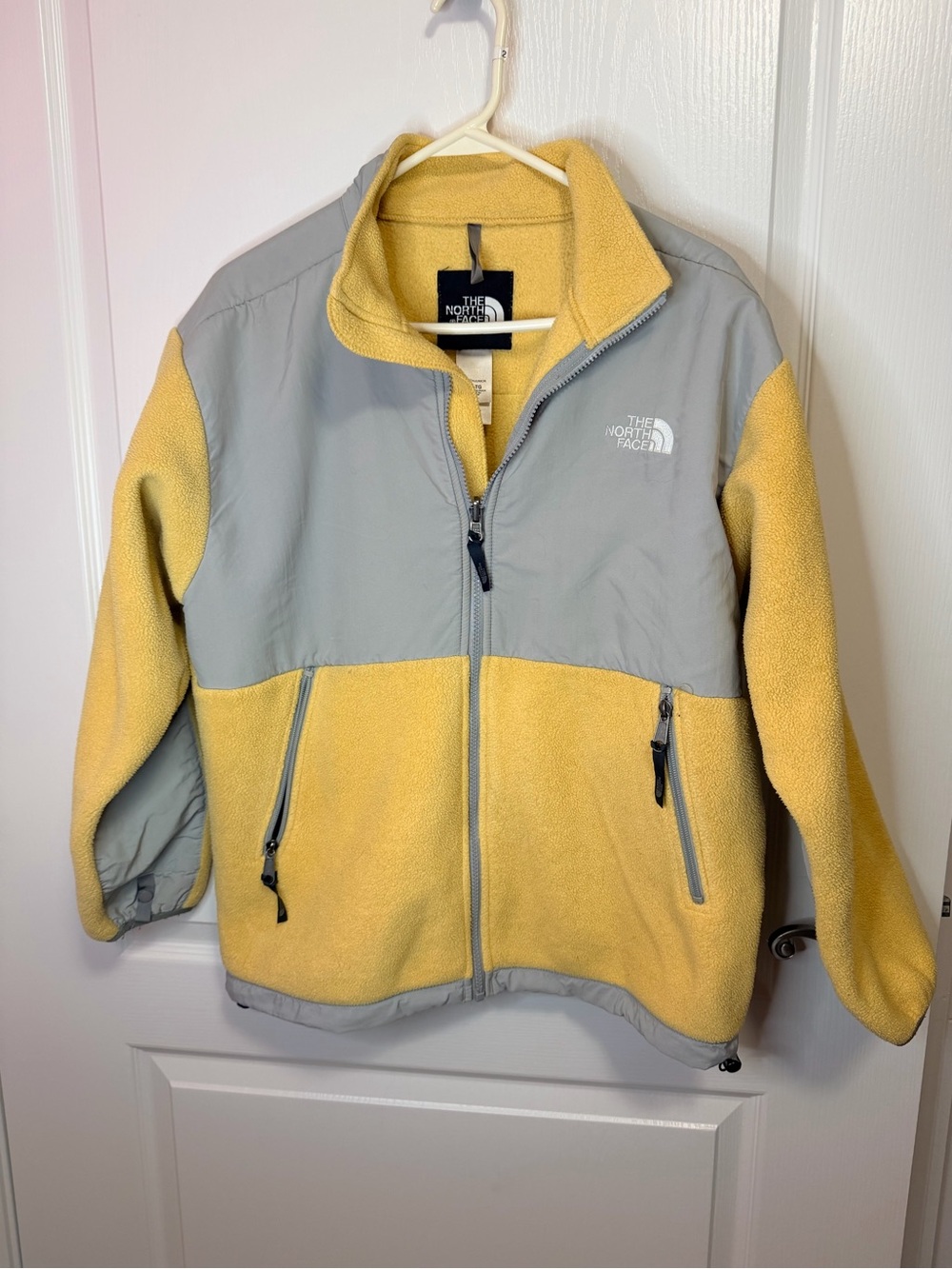 The North Face Kids Yellow and Gray Fleece Puffer Jacket